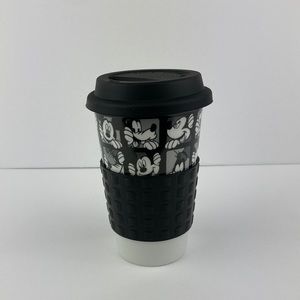 Disney Mickey Mouse & Pluto Black & White Ceramic Travel Tumbler with Lid